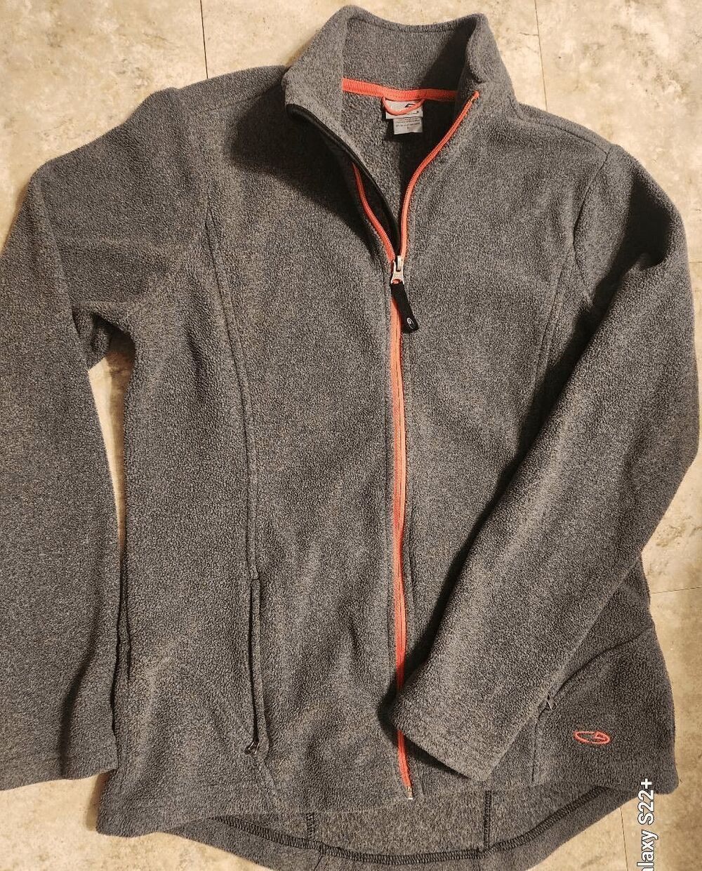 H20 Champion gray zip-up fleece athletic activewear jacket w orange zipper Sm